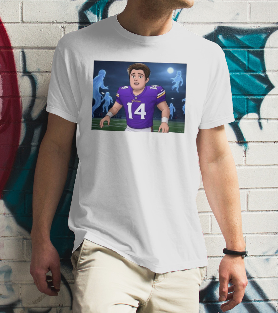 Sam Darnold Haunted By Ghosts In Minnesota Vikings NFL Jersey T-Shirt