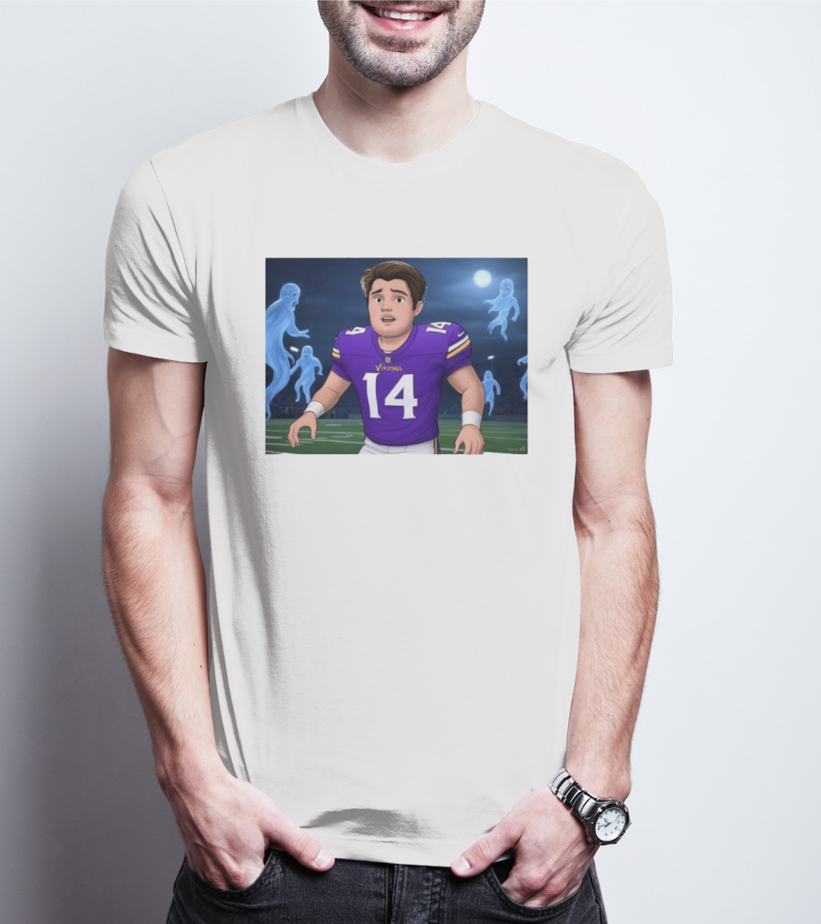 Sam Darnold Haunted By Ghosts In Minnesota Vikings NFL Jersey T-Shirt