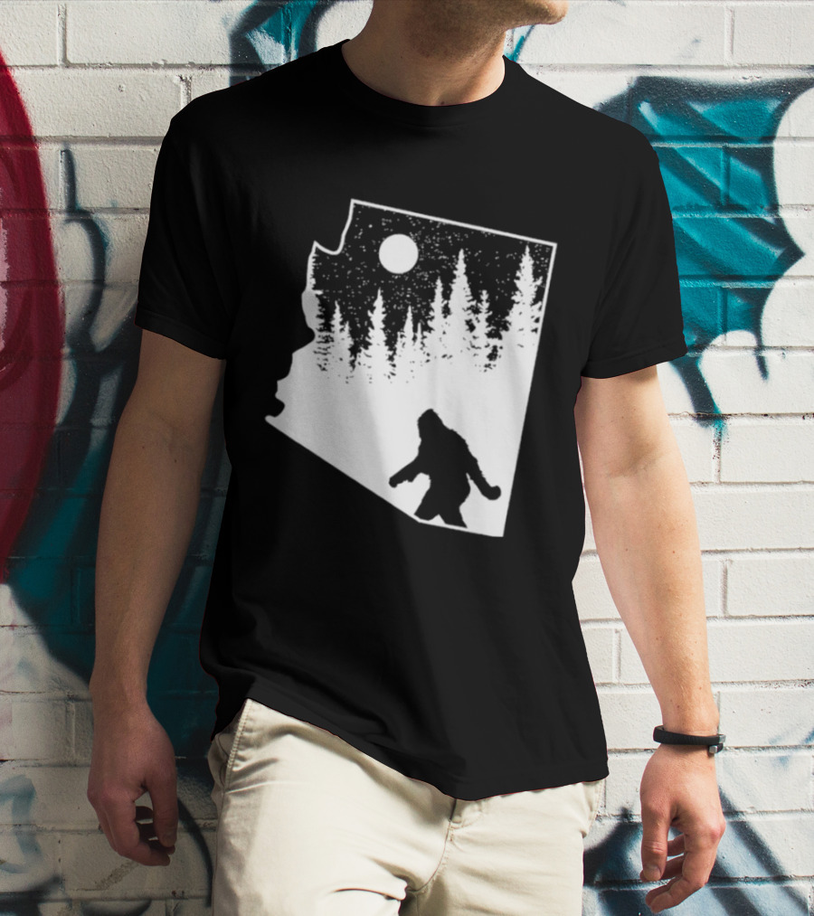Bigfoot Arizona Pride Sasquatch Funny Arizona Map Forest Moon T-Shirt