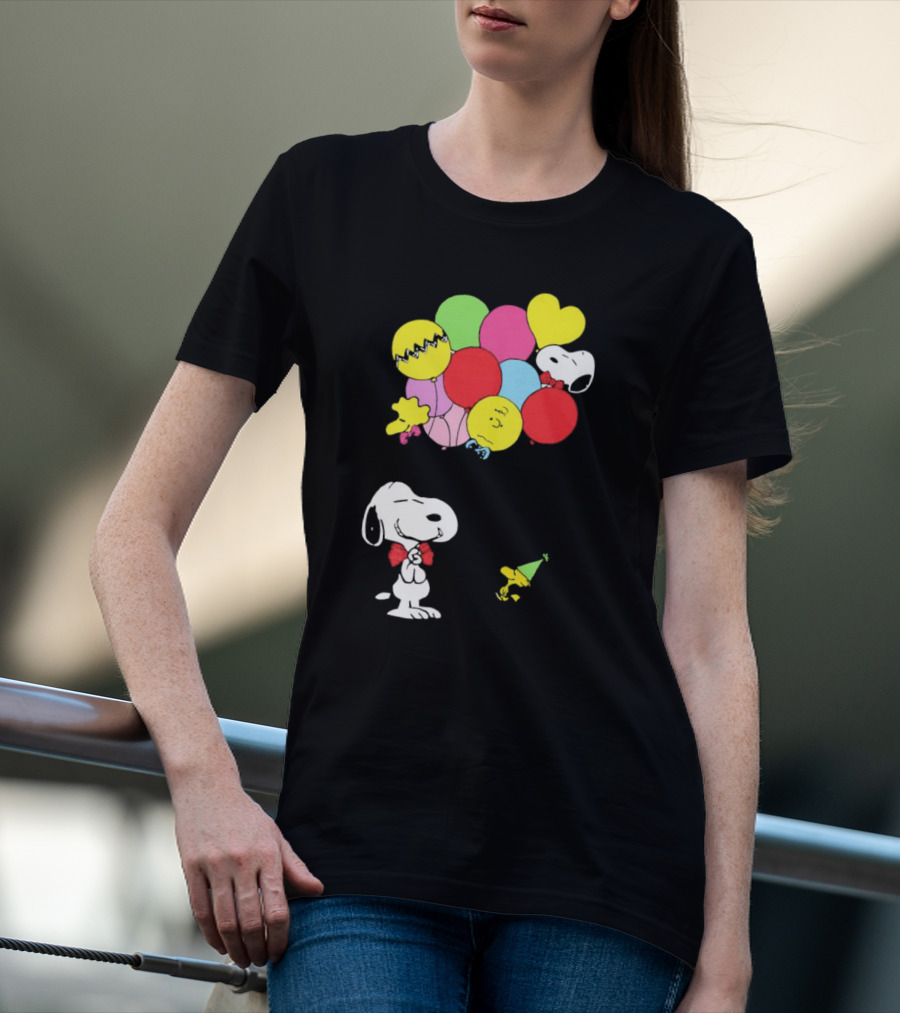 Peanuts Snoopy Woodstock Balloons Birthday T-Shirt