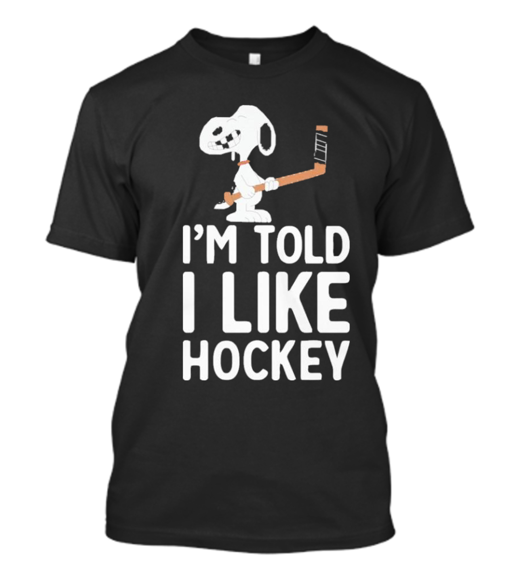 Snoopy I'm Told I Like Hockey Peanuts Comic Hockey Stick T-Shirt