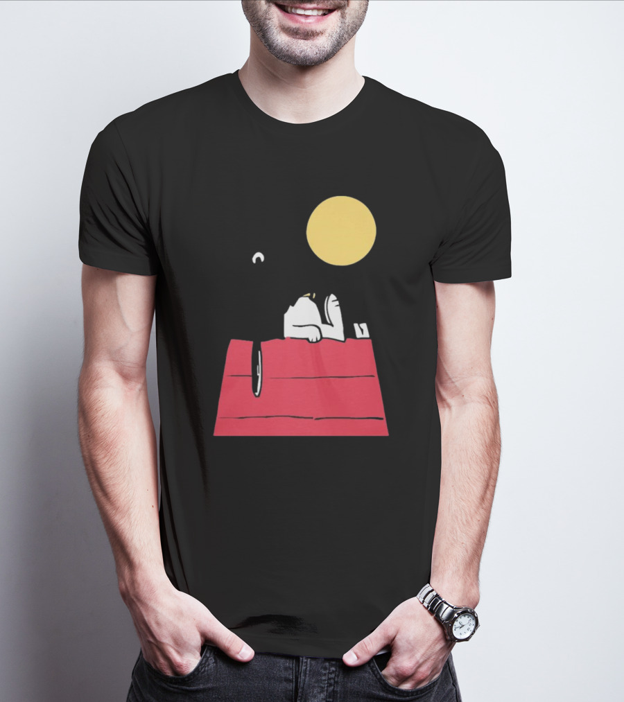 Snoopy Solar Eclipse Peanuts Doghouse Moon Charlie Brown T-Shirt