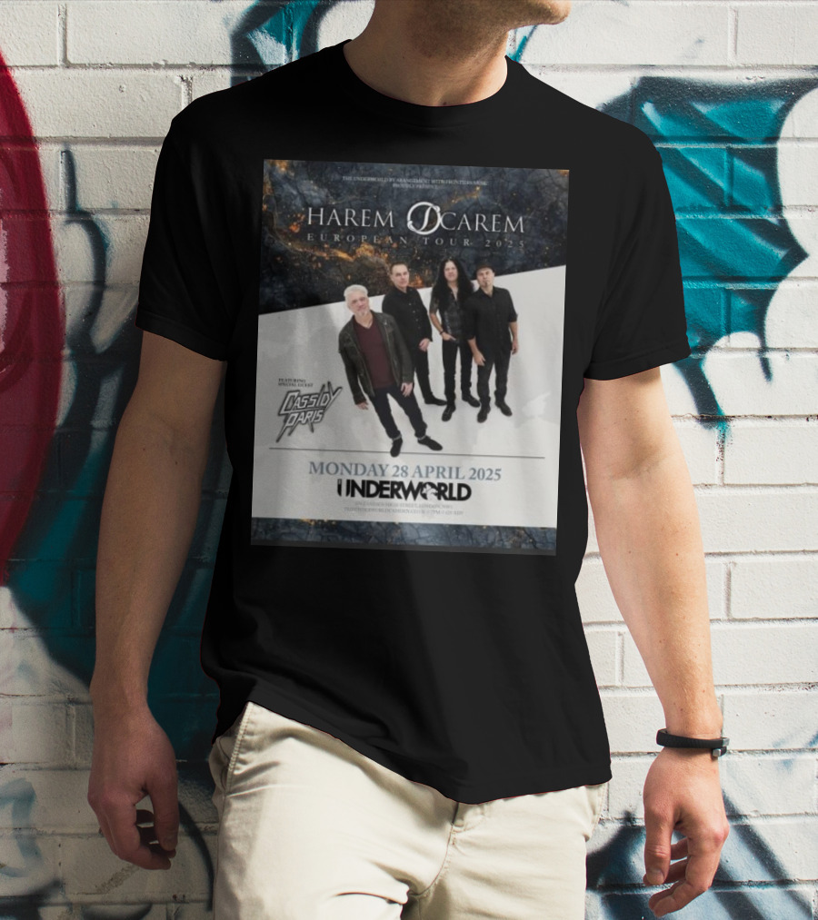Harem Scarem European Tour 2025 Featuring Cassidy Paris Monday 28 April Underworld London T-Shirt