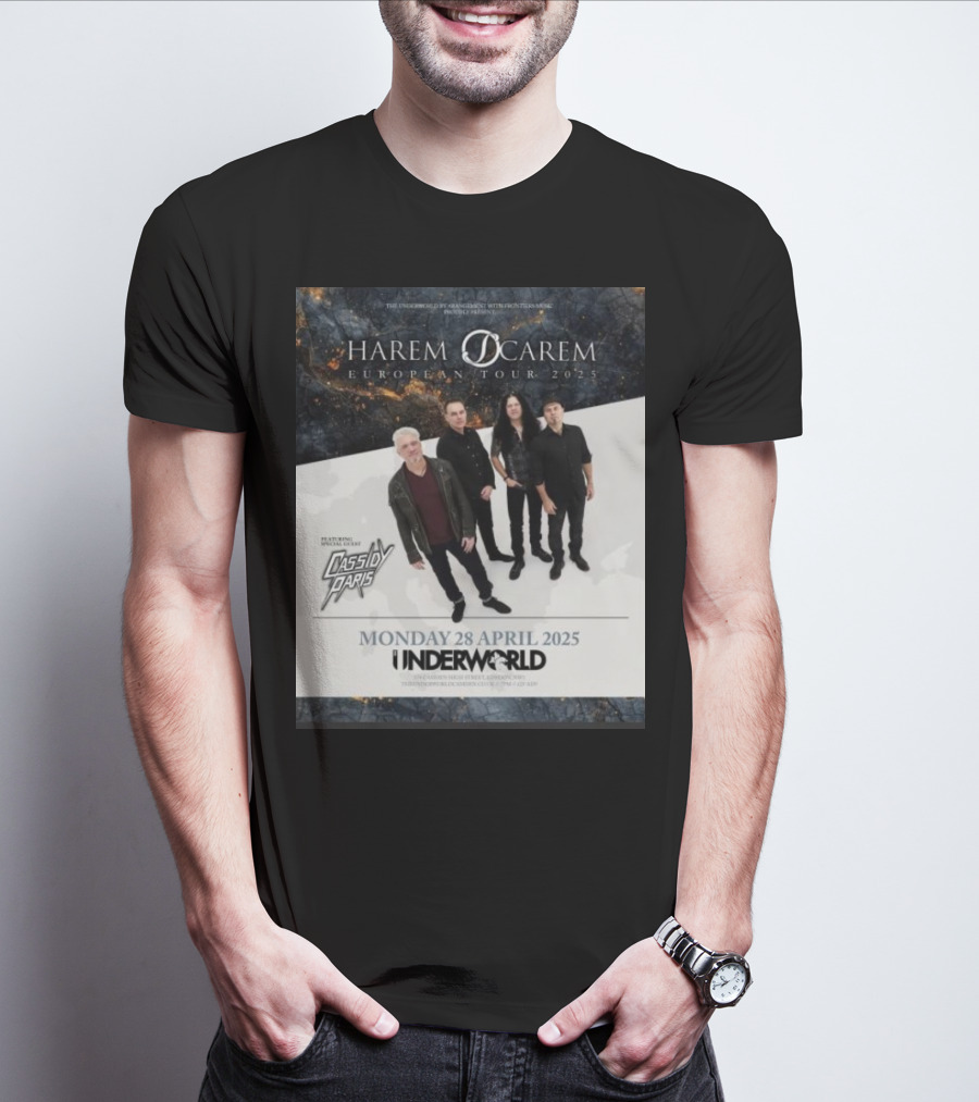 Harem Scarem European Tour 2025 Featuring Cassidy Paris Monday 28 April Underworld London T-Shirt