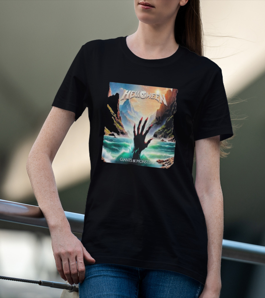 Helloween Giants & Monsters Album Art With Raising Hand In Ocean Released August 29th 2025 T-Shirt