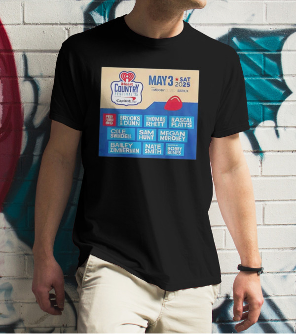 I Heart Country Festival 2025 Lineup Featuring Brooks & Dunn Thomas Rhett Rascal Flatts May 3 Austin TX T-Shirt