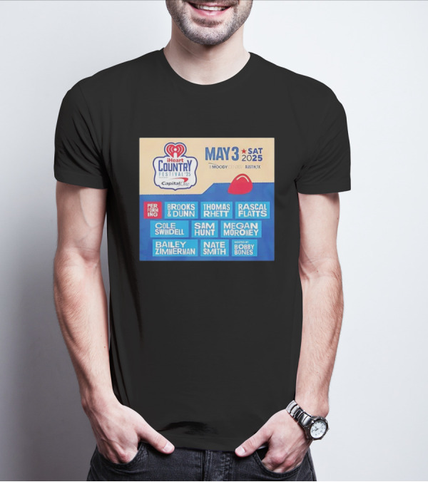 I Heart Country Festival 2025 Lineup Featuring Brooks & Dunn Thomas Rhett Rascal Flatts May 3 Austin TX T-Shirt