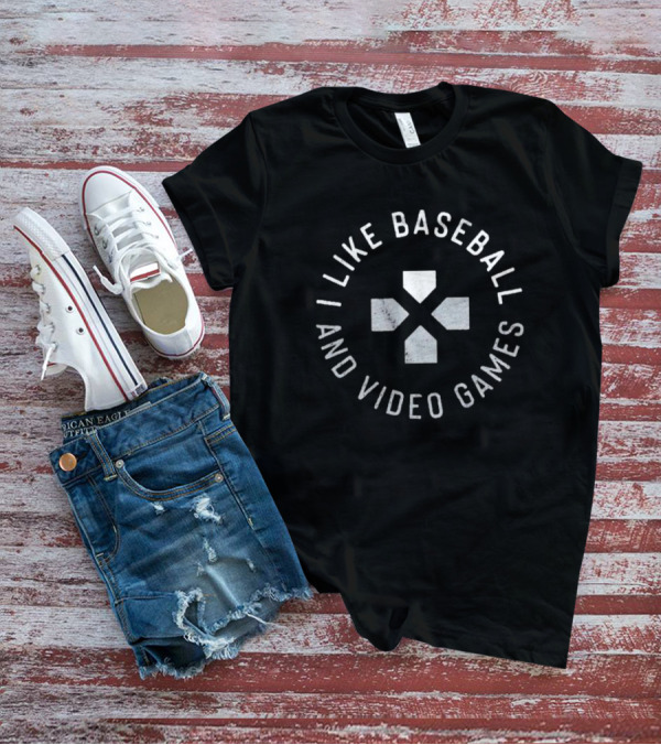 I Like Baseball And Video Games Controller Buttons T-Shirt