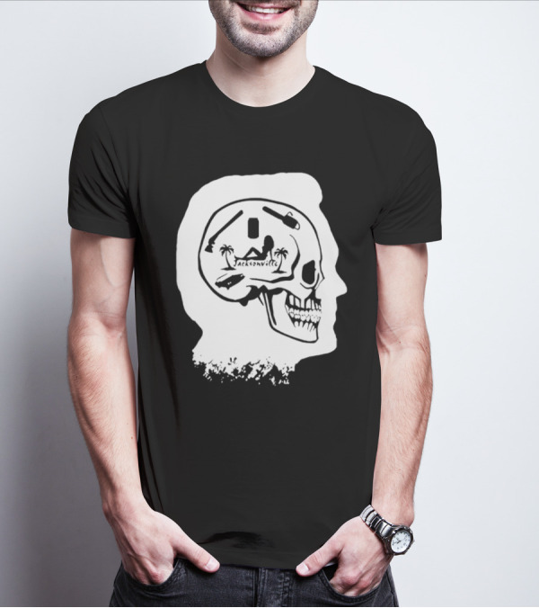 Jacksonville Skull With Palm Trees And Pyramid Inside Head Silhouette T-Shirt