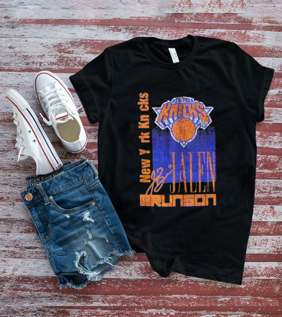 New York Knicks Jalen Brunson NBA Player Signature T-Shirt