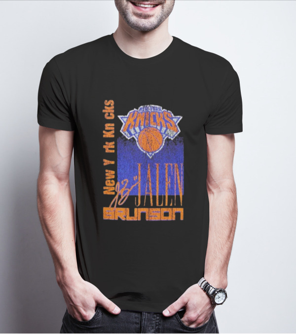New York Knicks Jalen Brunson NBA Player Signature T-Shirt