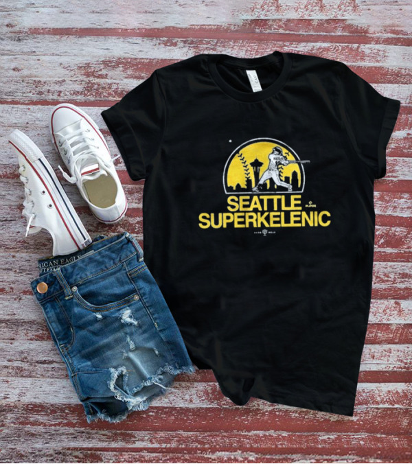 Seattle SuperKelenic Player Silhouette With Space Needle And Cityscape T-Shirt