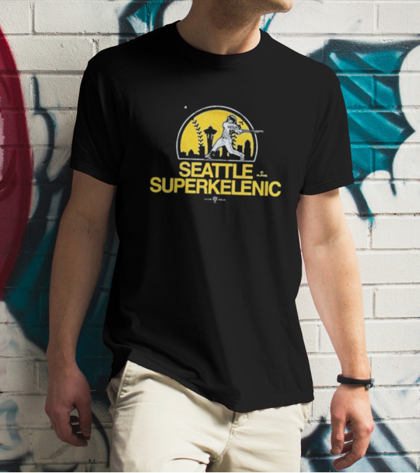 Seattle SuperKelenic Player Silhouette With Space Needle And Cityscape T-Shirt