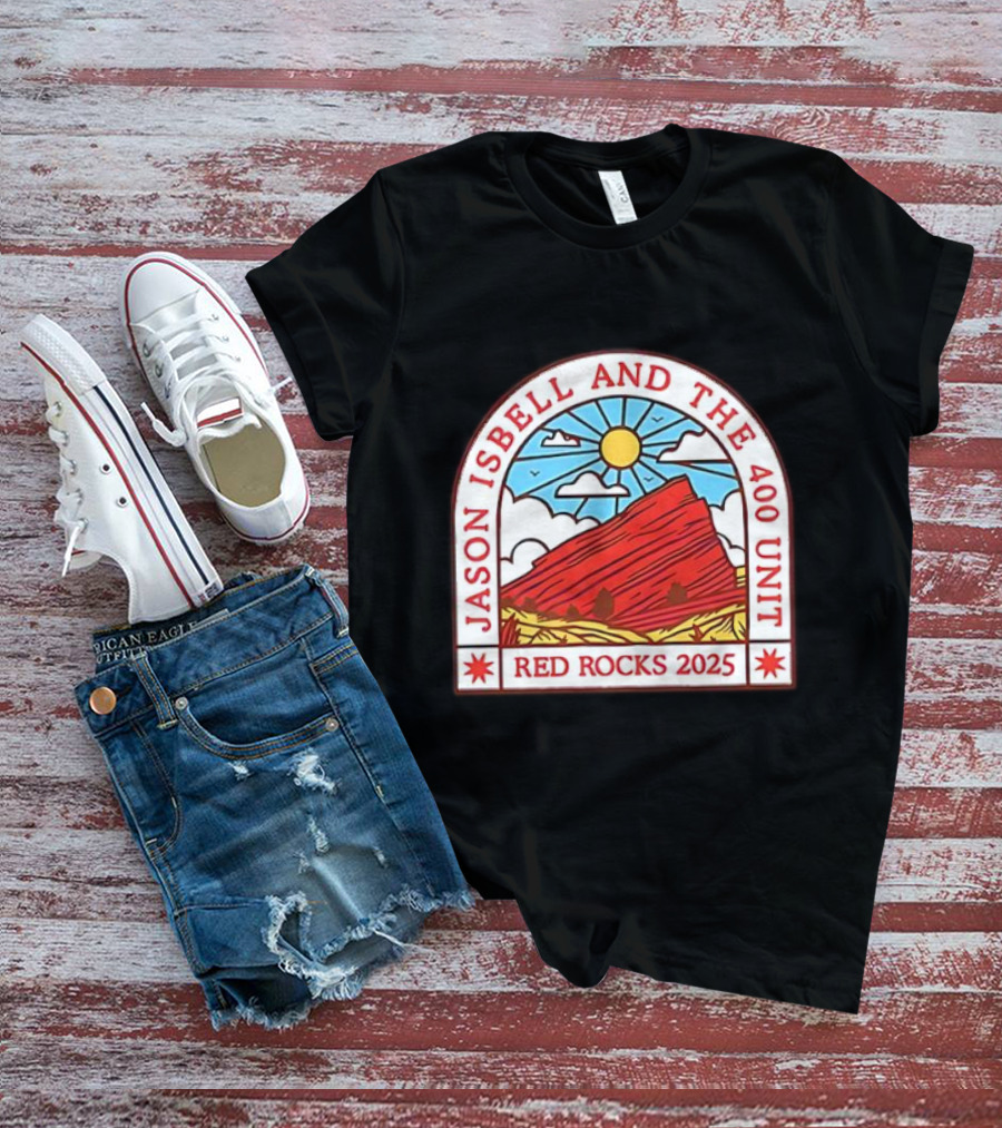 Jason Isbell And The 400 Unit Red Rocks 2025 Sun And Mountains T-Shirt