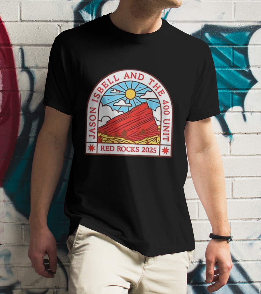 Jason Isbell And The 400 Unit Red Rocks 2025 Sun And Mountains T-Shirt