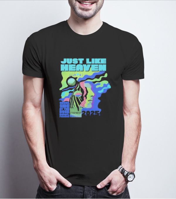 Just Like Heaven Time And Space 2025 Psychedelic Face And Abstract Cosmic Imagery T-Shirt