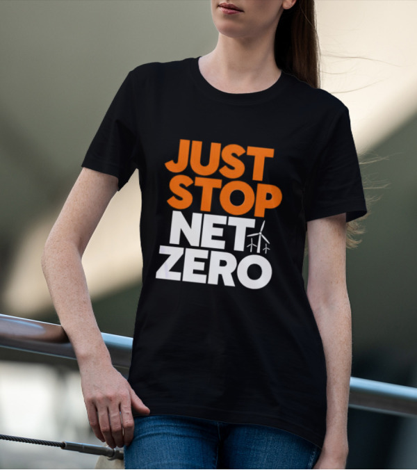 Just Stop Net Zero Wind Turbine Icon T-Shirt