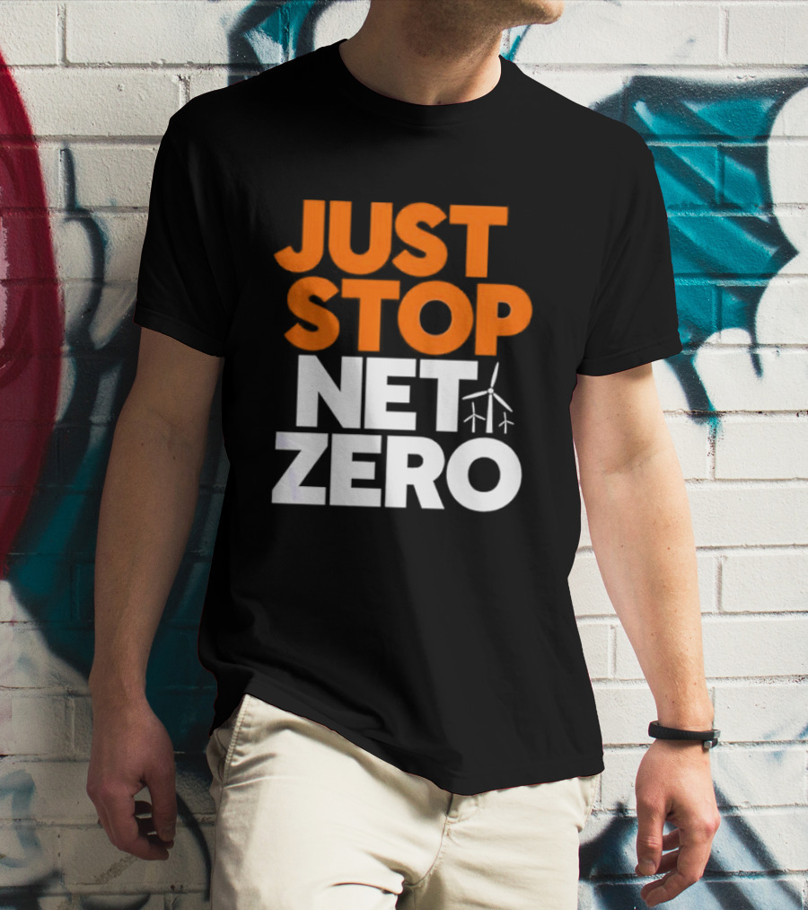 Just Stop Net Zero Wind Turbine Icon T-Shirt