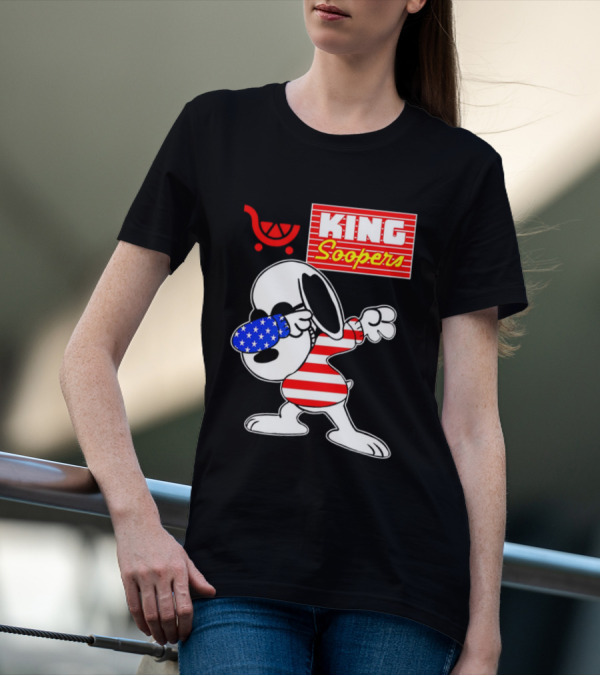 King Soopers Snoopy Dabbing USA Flag Style T-Shirt