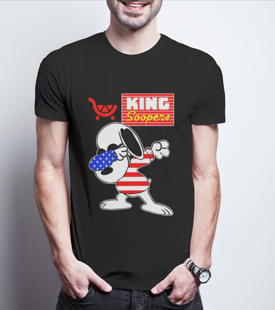 King Soopers Snoopy Dabbing USA Flag Style T-Shirt