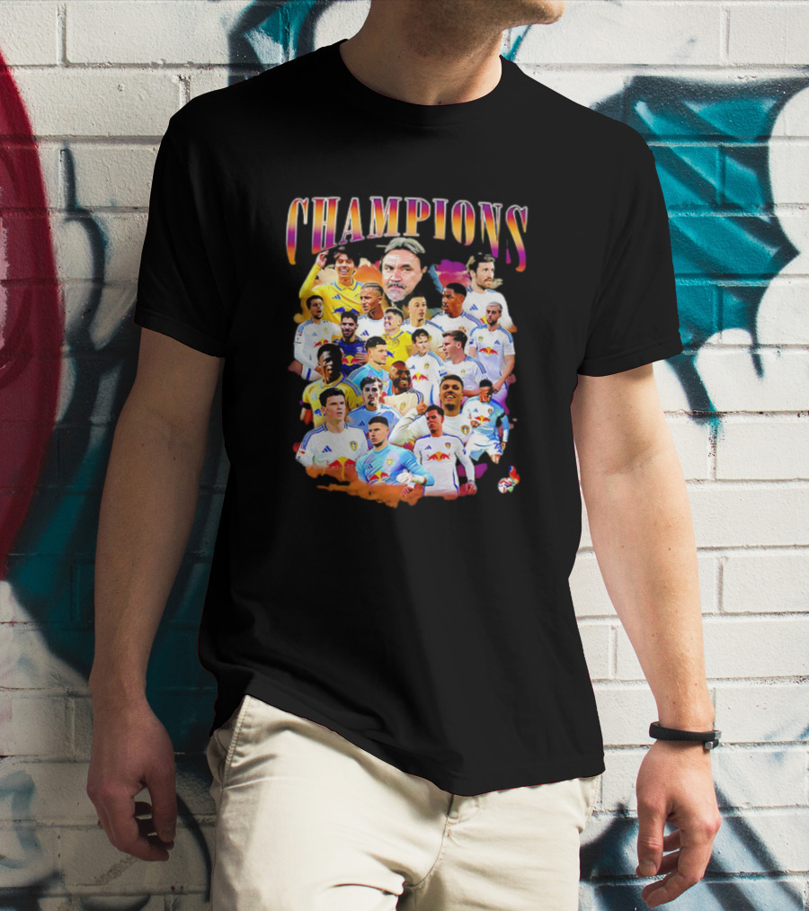Leeds United FC Champions 2025 Players Montage T-Shirt