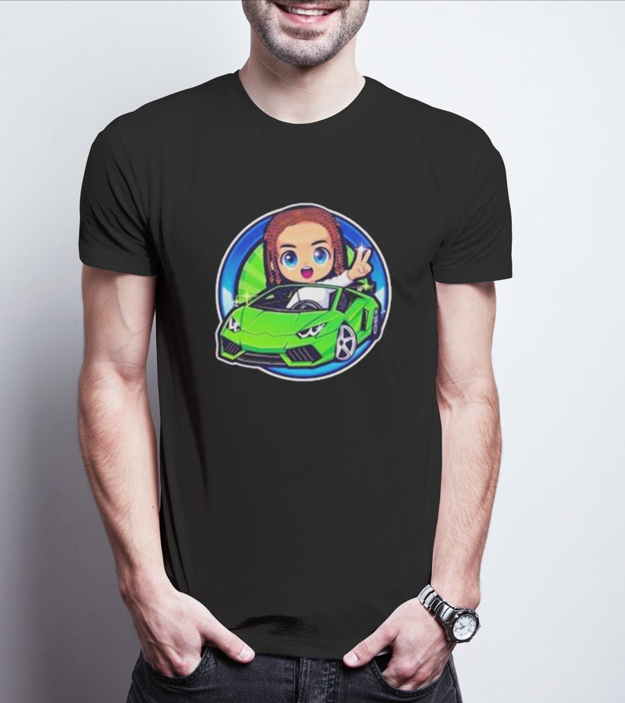 Leontin Car 2024 Cartoon Character In Green Sports Car With Peace Sign T-Shirt