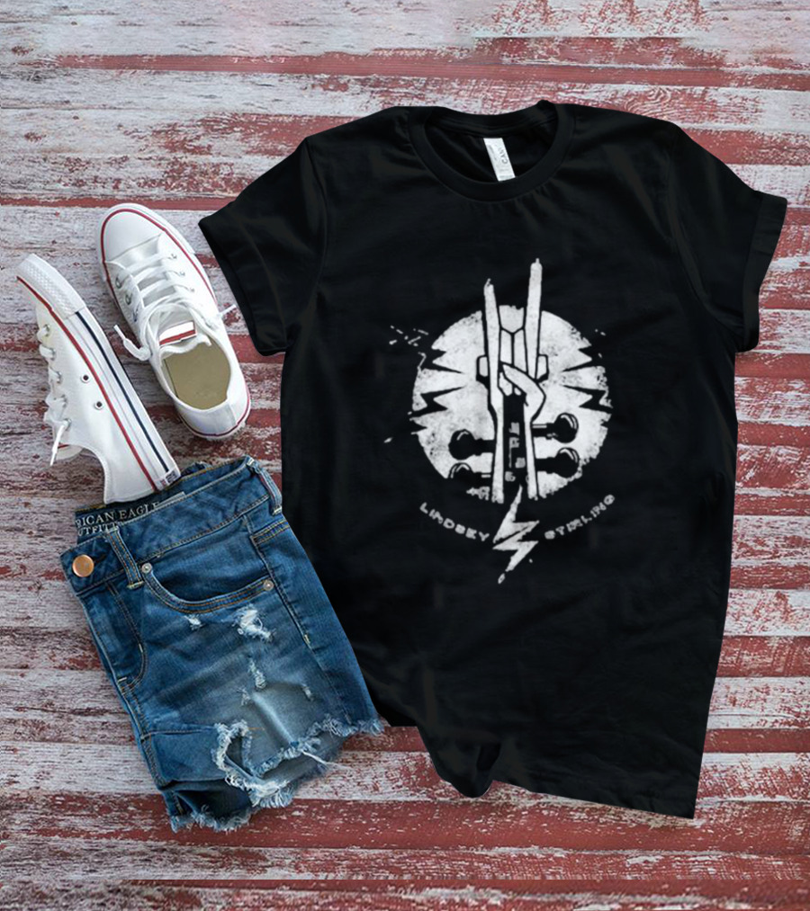 Lindsey Stirling Rock On 2023 Winter Tour Guitar Lightning T-Shirt