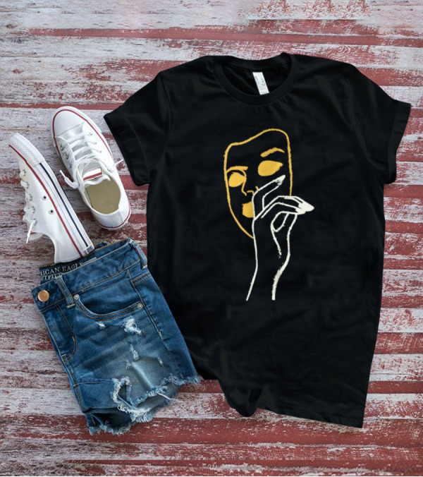 Liam St John Little White Lies Mask Abstract Line Art T-Shirt