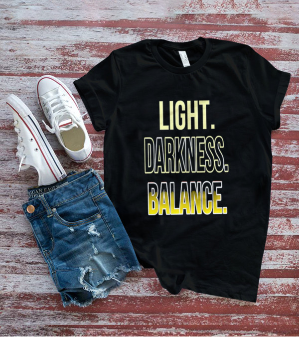 Light Darkness Balance Text In Yellow And Black Typography T-Shirt