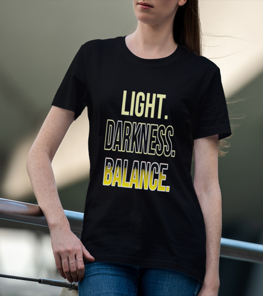 Light Darkness Balance Text In Yellow And Black Typography T-Shirt