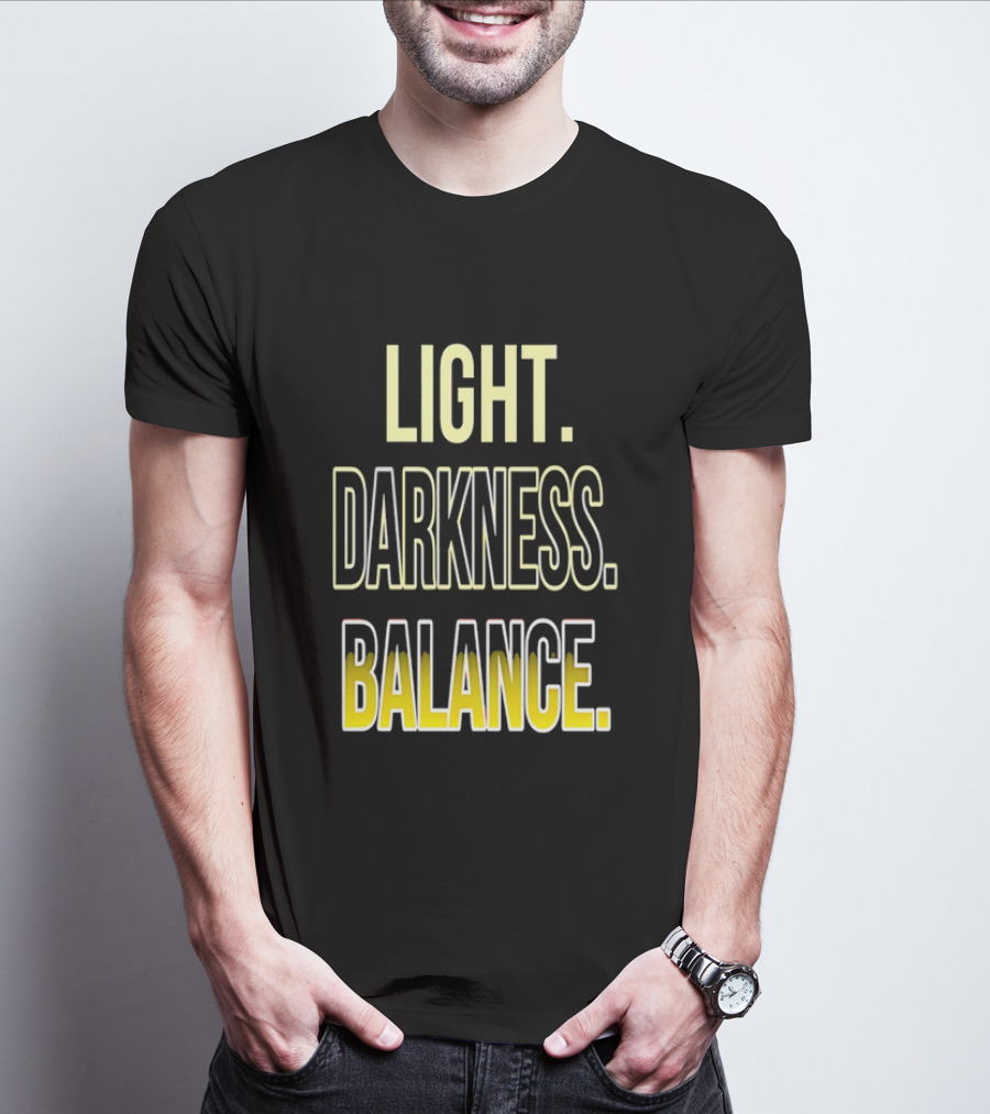 Light Darkness Balance Text In Yellow And Black Typography T-Shirt