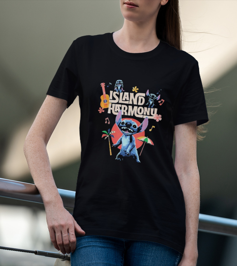 Lilo And Stitch Island Harmony Music Celebration With Cute Stitch And Ukulele T-Shirt