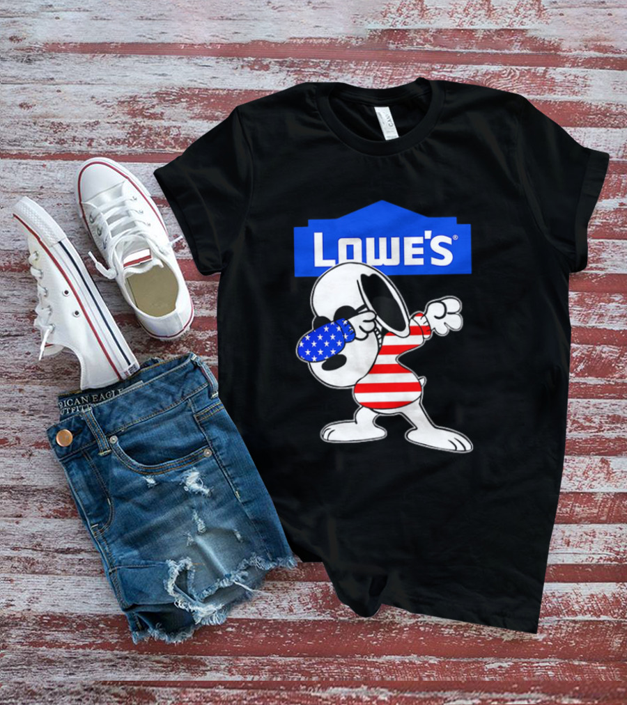 Lowe's Snoopy Dabbing American Flag Stripes T-Shirt