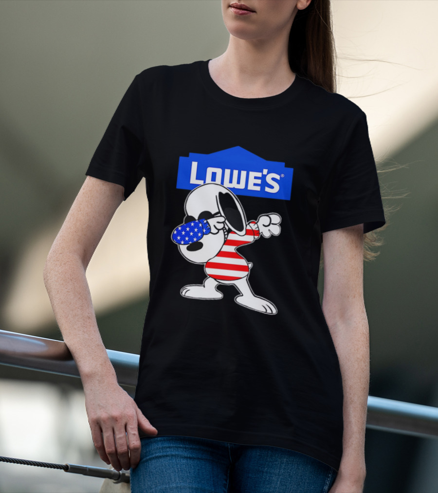 Lowe's Snoopy Dabbing American Flag Stripes T-Shirt