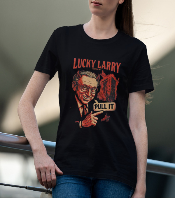 Lucky Larry Pull It Devil Horns Skyscraper T-Shirt
