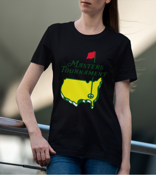 Masters Tournament Yellow Map With Red Flag T-Shirt