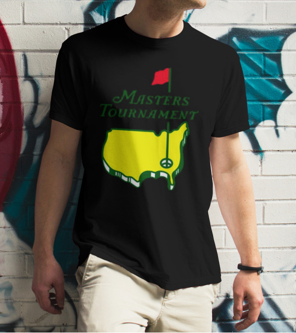 Masters Tournament Yellow Map With Red Flag T-Shirt