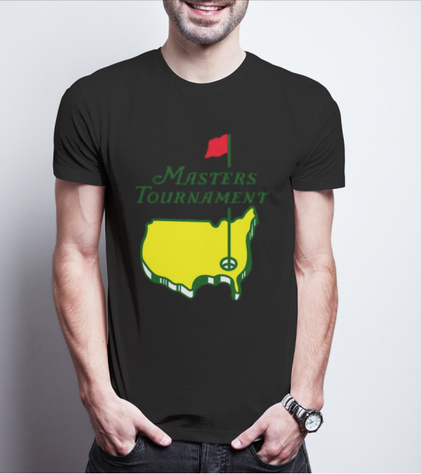 Masters Tournament Yellow Map With Red Flag T-Shirt