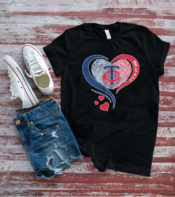 Minnesota Twins TC Logo It's In My DNA Heart Fingerprint Pattern T-Shirt