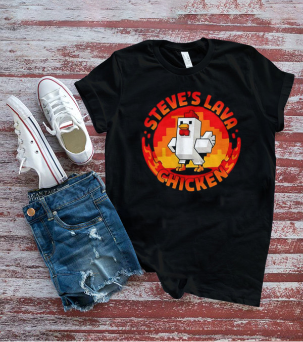 Steve's Lava Chicken Pixel Art Blocky Style T-Shirt