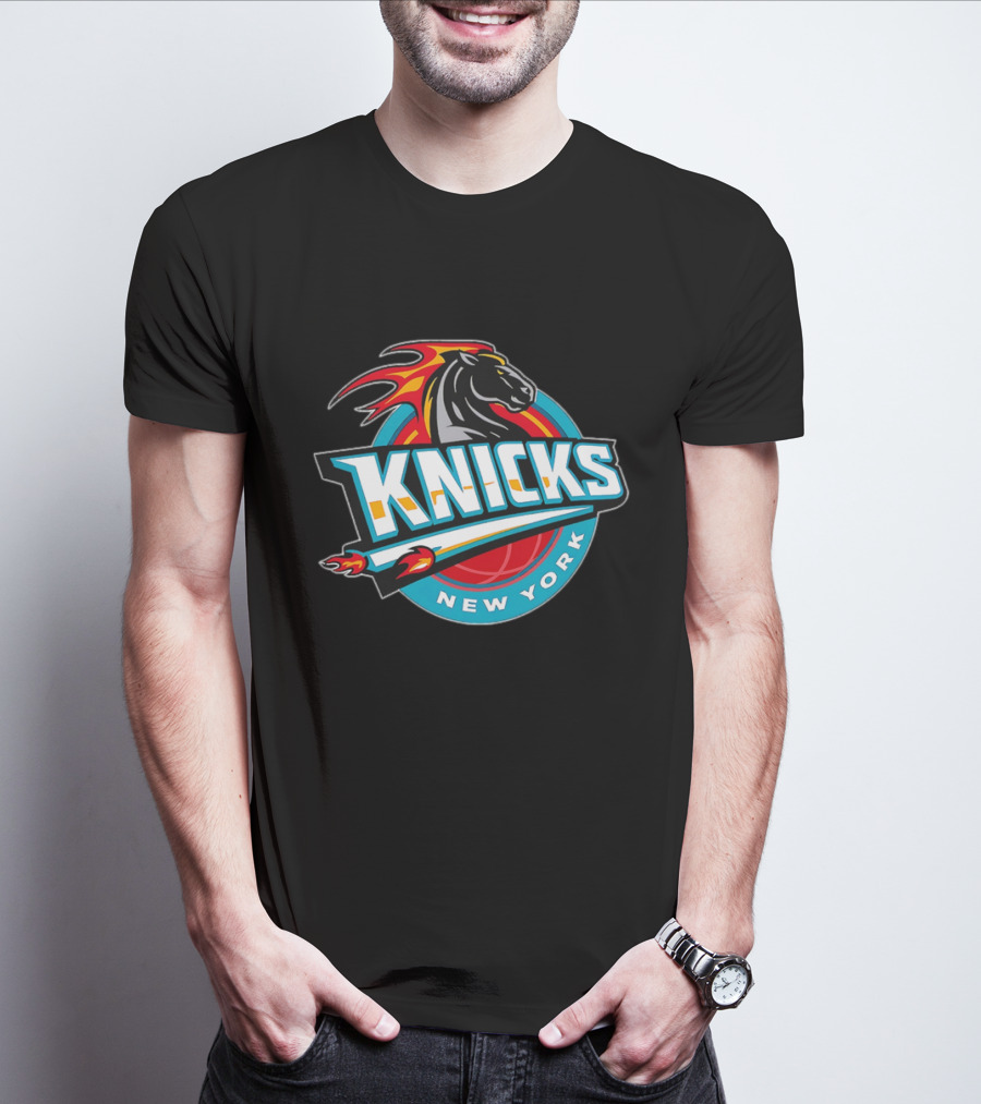 New York Knicks 2025 Horse Emblem With Blue And Red Accents T-Shirt