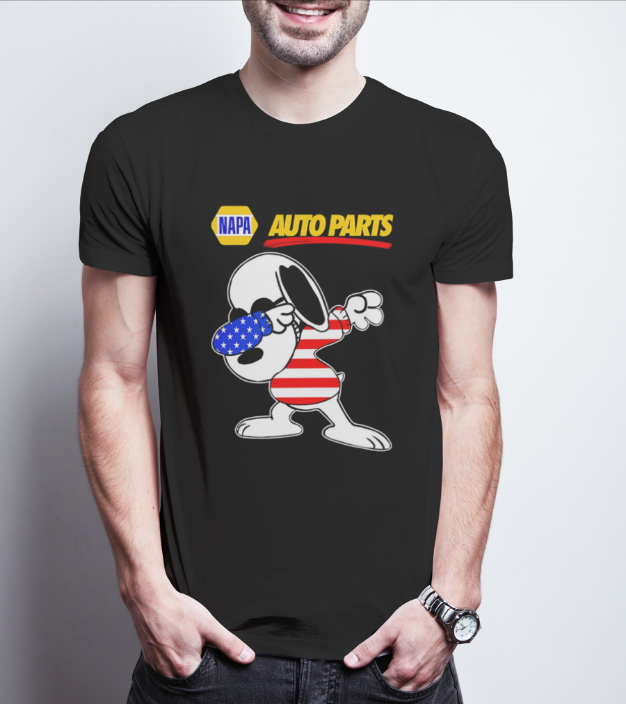 NAPA Auto Parts Snoopy Dabbing USA Flag Character T-Shirt