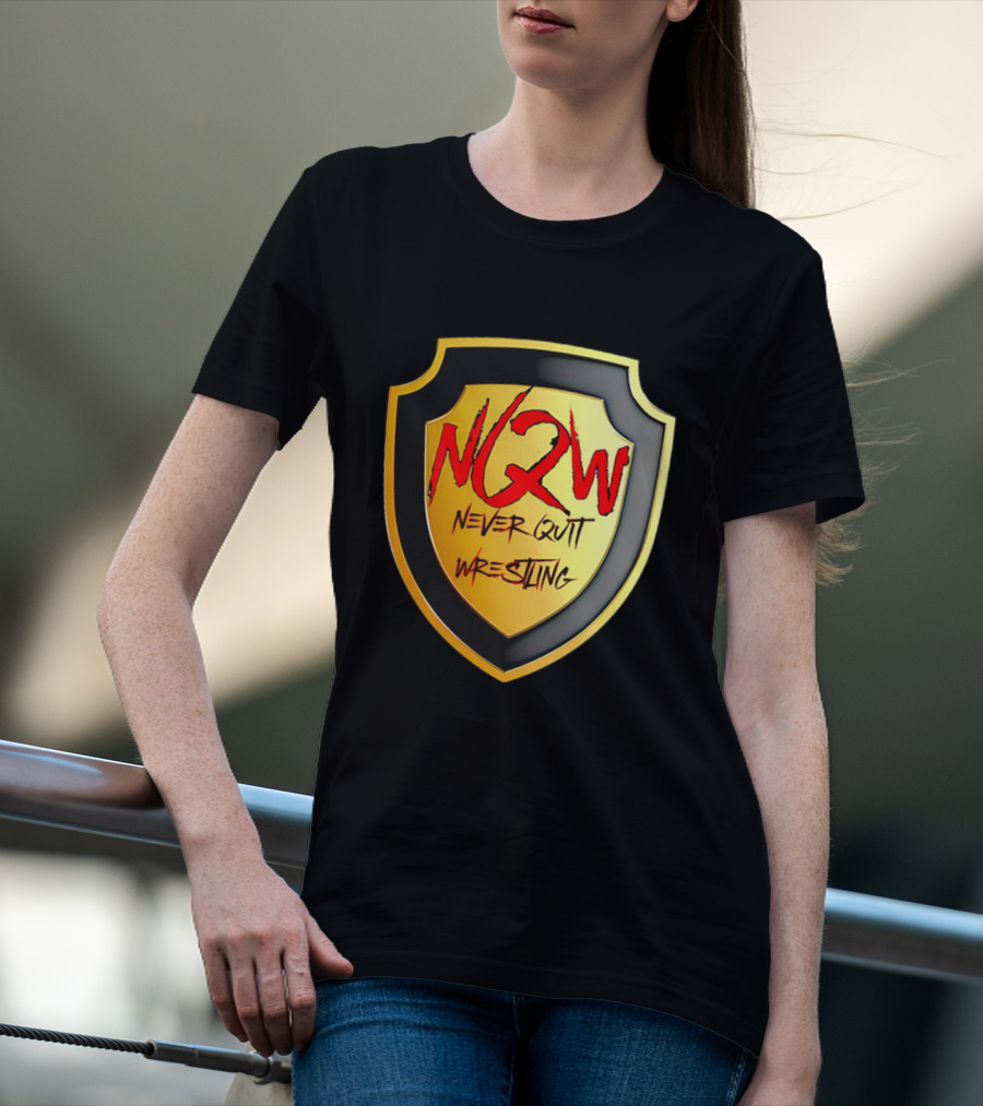 NQW Never Quit Wrestling Shield Badge T-Shirt
