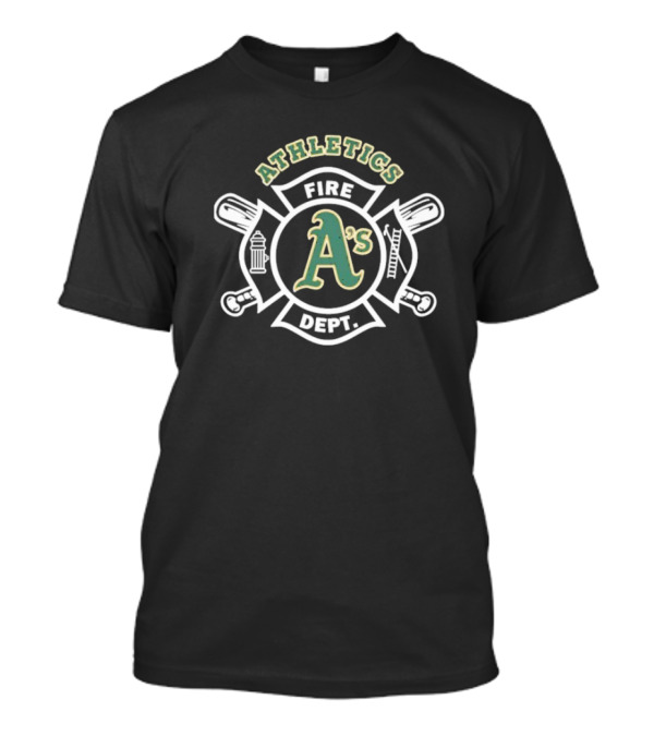 Oakland Athletics A's Fire Dept Firefighters Maltese Cross Design T-Shirt
