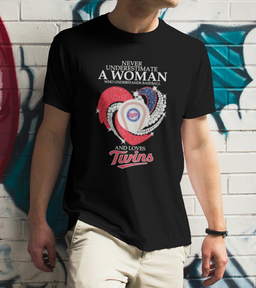 Never Underestimate A Woman Who Understands Baseball And Loves Twins T-Shirt