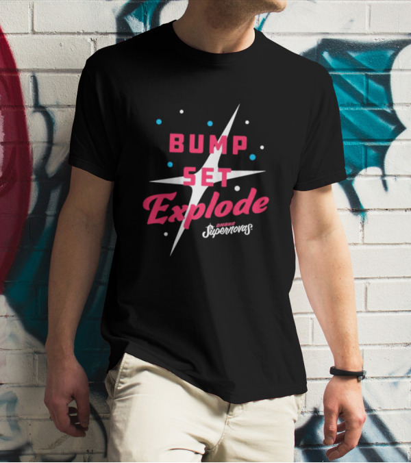 Omaha Supernovas Bump Set Explode Volleyball Starburst T-Shirt