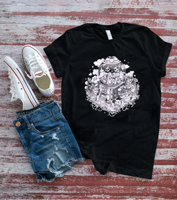 Gacha Machine With Skulls And Flowers Pick-Me T-Shirt