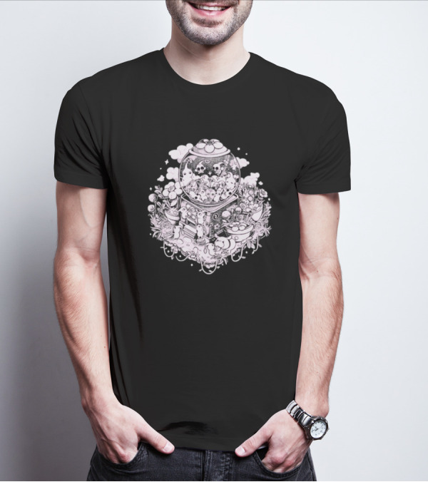 Gacha Machine With Skulls And Flowers Pick-Me T-Shirt