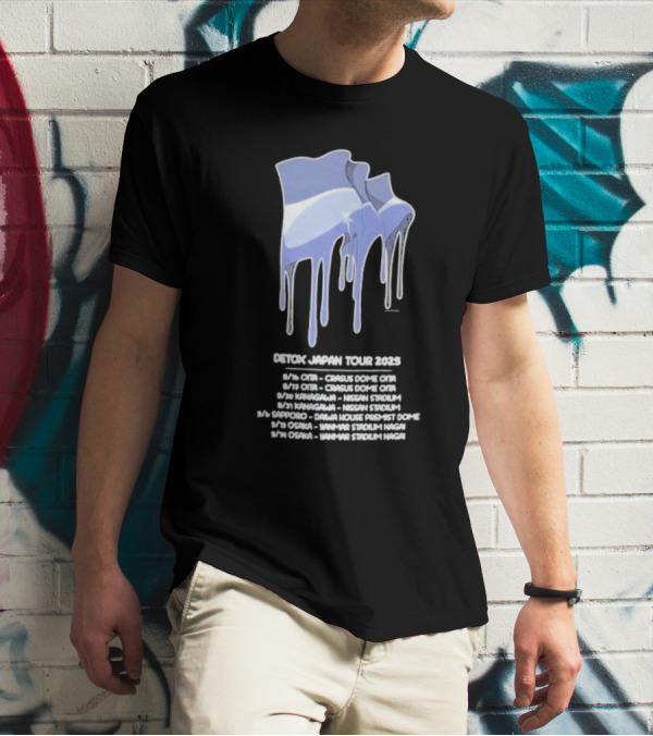 One OK Rock Japan Tour 2025 Cities Lineup And Dates Featuring Blue Dripping Flag Design T-Shirt