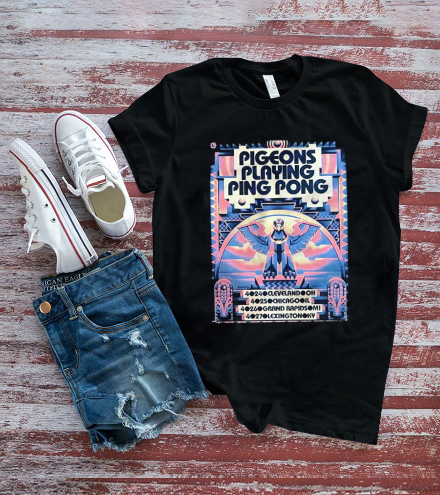 Pigeons Playing Ping Pong Midwest Tour 2025 Cleveland Chicago Grand Rapids Lexington T-Shirt